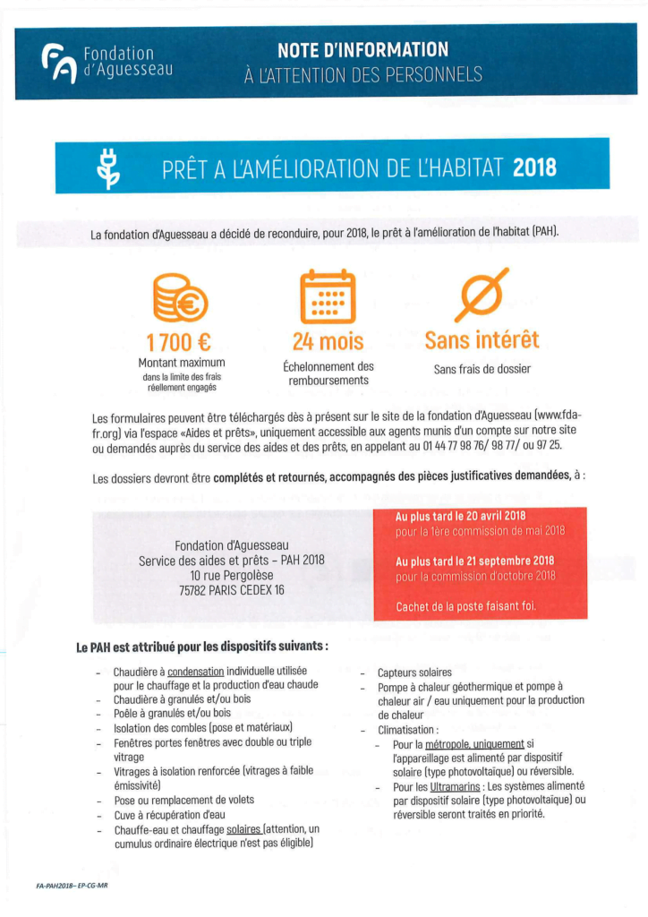Note d'information Fondation d'Aguesseau 2018-1