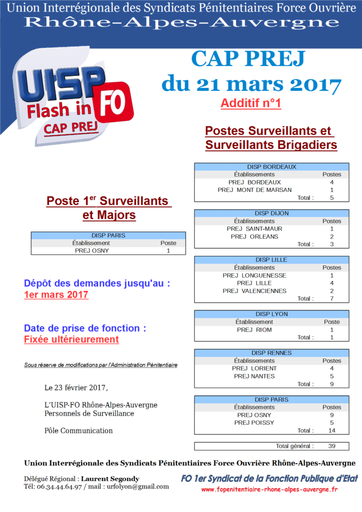 CAP PREJ 21 mars - UISP-FO Rhône-Alpes-Auvergne
